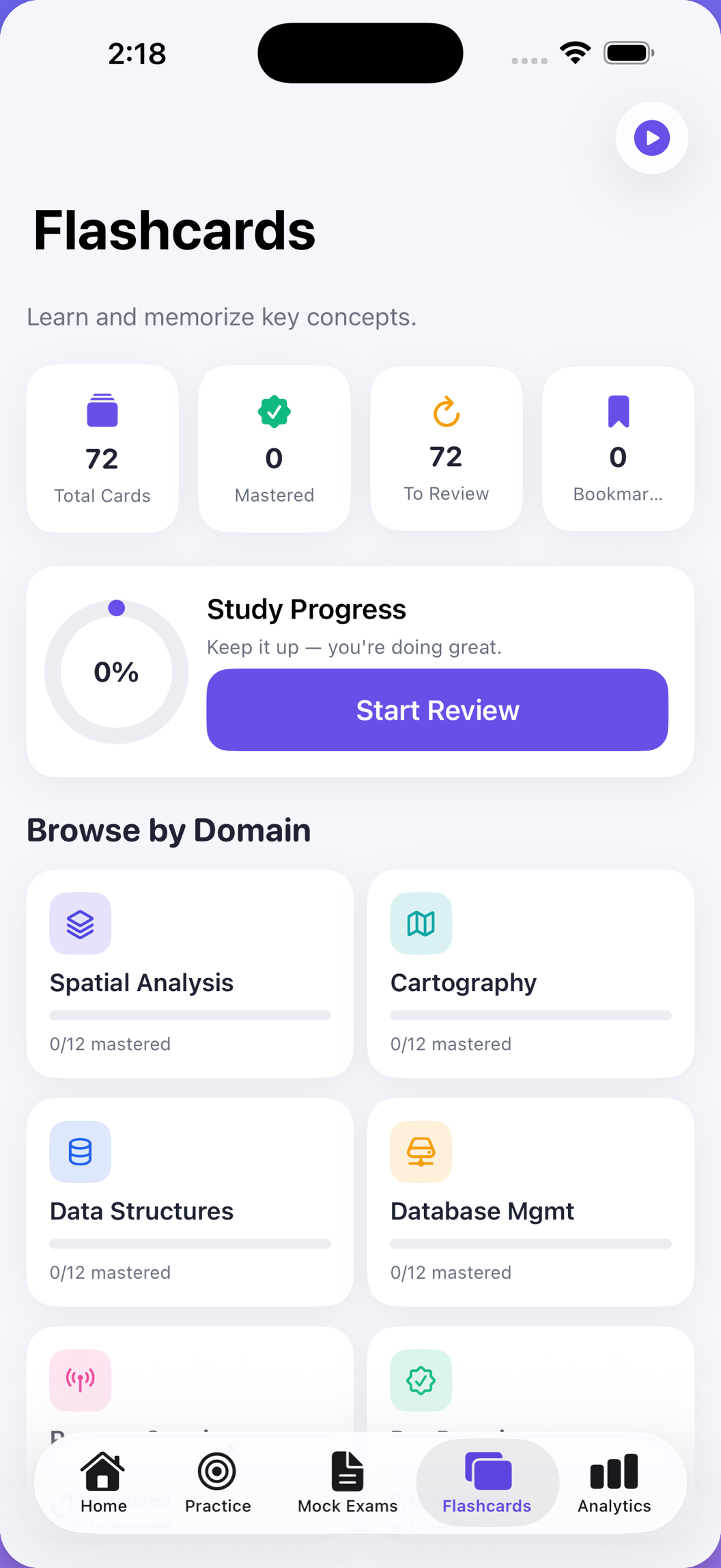 GISP Prep flashcards by domain
